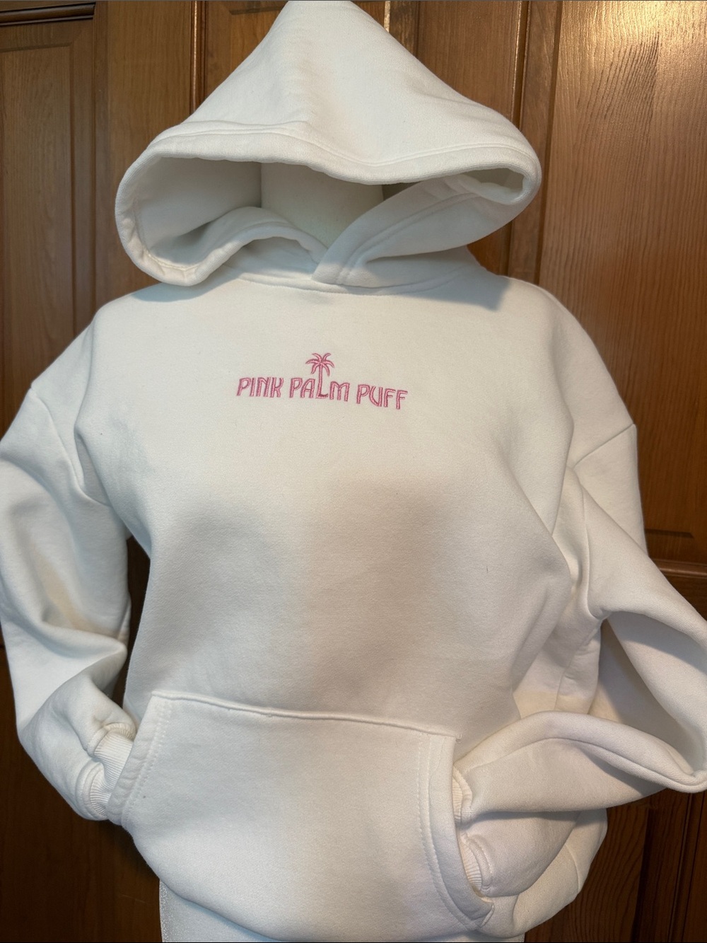 Classic Pink Palm Puff Hoodie in Pink Opal  XS 💗🌴